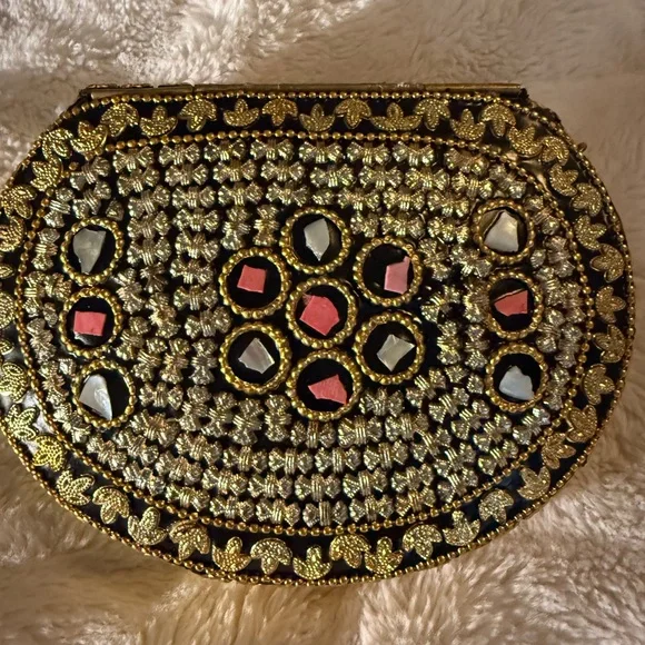 RAMLA Pink Beverly Hills Handmade Mosaic Moroccon Clutch Crossbody Bag $250 - Picture 10 of 12